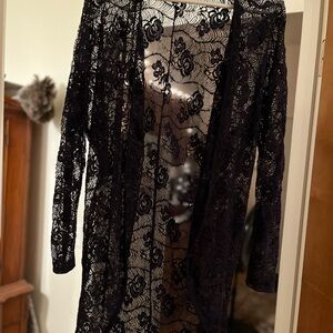 Long crocheted shawl style, worn once